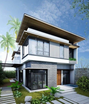 MẪU THIẾT KẾ BIỆT THỰ -  SÂN VƯỜN LỚN  HIỆN ĐẠI